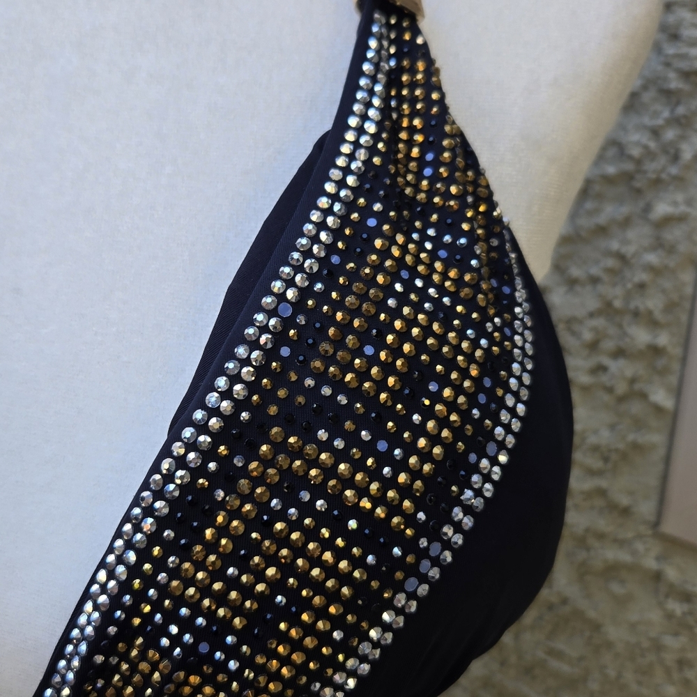 Dolcessa Black Bling Padded Bikini Top NWOT - Picture 3 of 8
